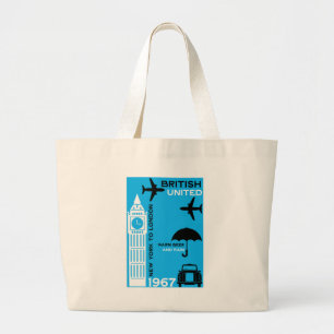 Bolsa Tote Grande Poster da linha aérea retrorreflectora nostálgica