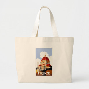 Bolsa Tote Grande Poster de viagens 1930 do domo de Florença Italia