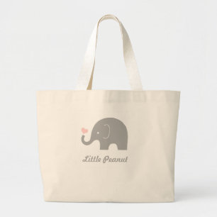 Bolsa Tote Grande Pouca sacola do elefante do amendoim, coração