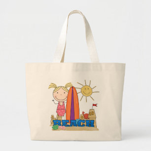 Bolsa Tote Grande PRAIA - camiseta e presentes louros da menina