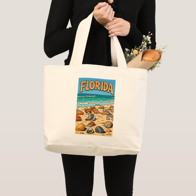 Bolsa Tote Grande "Praia da Flórida"  (Frente (produto))