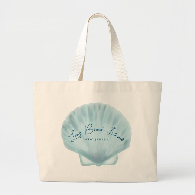 Bolsa Tote Grande praia de concha azul (Frente)