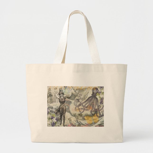 Bolsa Tote Grande Praia de polvo Antiga Costa Steampunk (Frente)