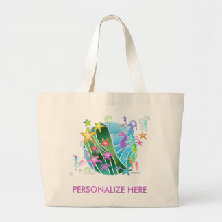 Bolsa Tote Grande Praia, mantimento, sacola - sob o pop art do mar