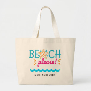 Bolsa Tote Grande "Praia Por Favor" Encantador De Apreciação Present