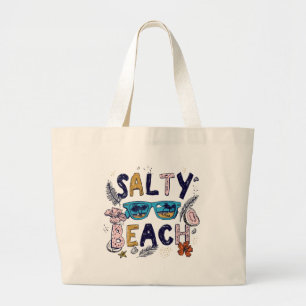 Bolsa Tote Grande Praia Salgada Gráfico Retro Férias de Verão Tropic