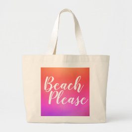 Bolsa Tote Grande Praia Tipografia Laranja Cor-de-Rosa