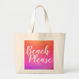 Bolsa Tote Grande Praia Tipografia Laranja Cor-de-Rosa