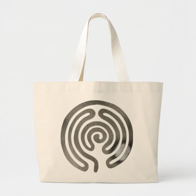 Bolsa Tote Grande prata antiga labiríntica (Frente)