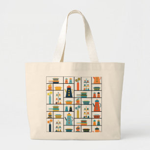 Bolsa Tote Grande Prateleiras modernas de Na moda retrô de meio sécu