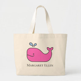 Bolsa Tote Grande Pré-Disquete, Rosa Náutica e Baleia Azul, Personal