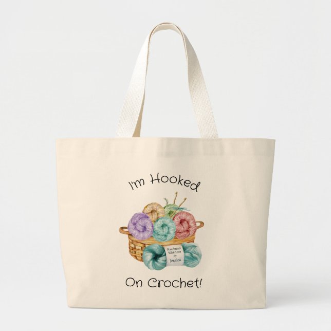 Bolsa Tote Grande Presa Por Crochê Personalizado (Frente)