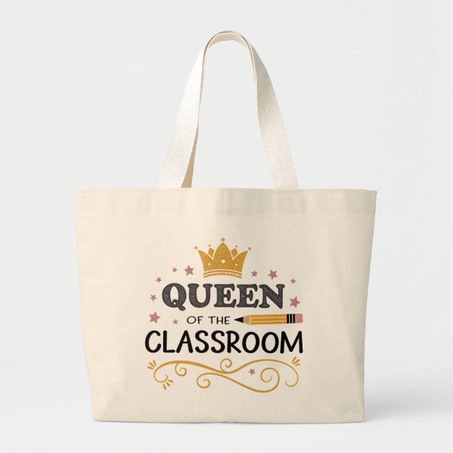 Bolsa Tote Grande Presente de Apreciação para Professores – Rainha d (Frente)