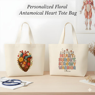 Bolsa Tote Grande Presente de Cirurgia de Coração Anatômico Floral P