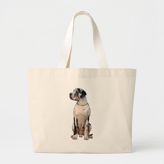 Bolsa Tote Grande Presente de foto do Great Dane preto e branco Harl (Frente)