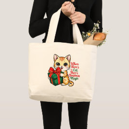 Bolsa Tote Grande Presente de Natal Fofo para Gatos para Amantes de