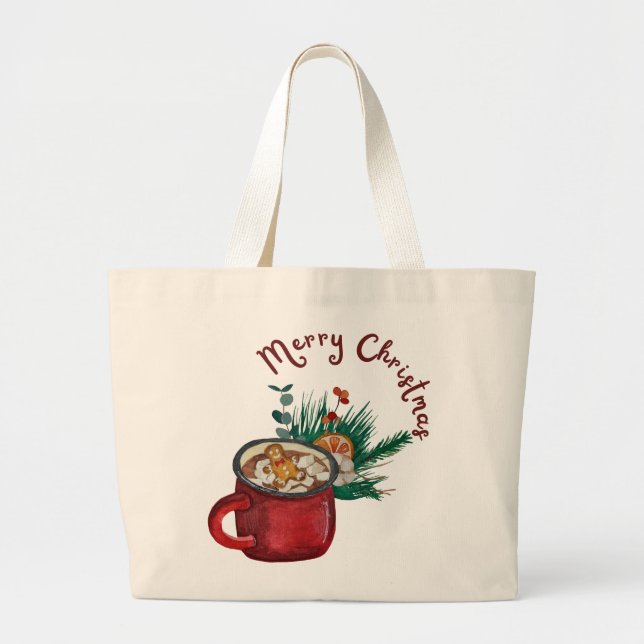 Bolsa Tote Grande Presente de Papais noeis Personalizados no Natal (Frente)