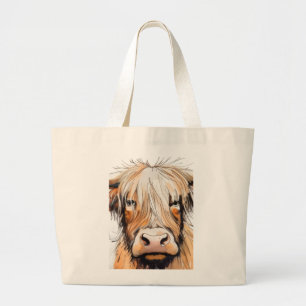 Bolsa Tote Grande Presente de vaca, vaca das Terras Altas