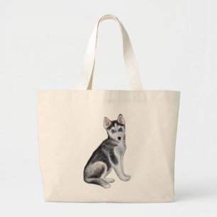 Bolsa Tote Grande Presente para Amante de Cachorrinho Siberian Husky