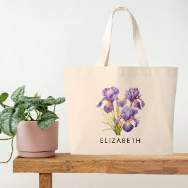 Bolsa Tote Grande Presente Personalizado de Flor do Mês de Nasciment