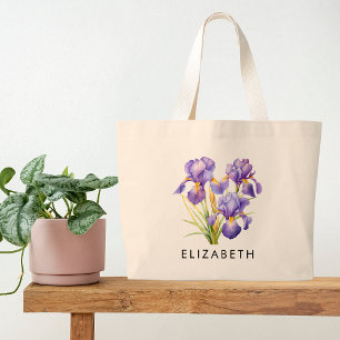 Bolsa Tote Grande Presente Personalizado de Flor do Mês de Nasciment
