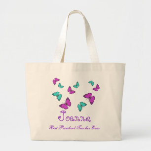 Bolsa Tote Grande Presente pré-escolar do professor da borboleta o