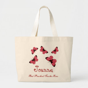 Bolsa Tote Grande Presente pré-escolar do professor da borboleta o