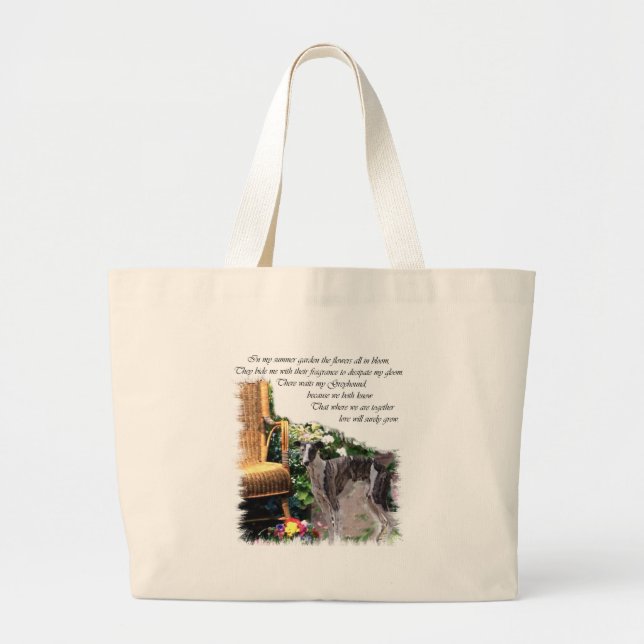 Bolsa Tote Grande Presentes Artísticos para Amantes de Greyhound (Frente)