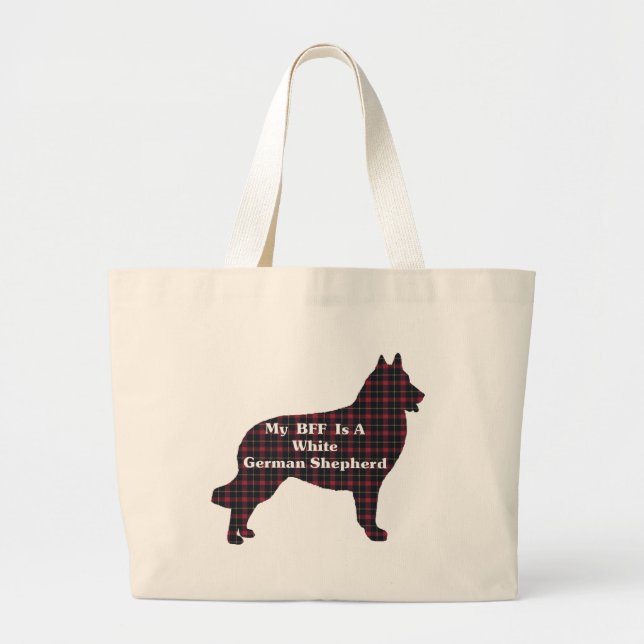Bolsa Tote Grande Presentes BFF de GERMAN SHEPHERD BRANCO (Frente)