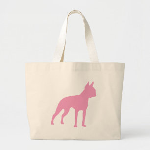 Bolsa Tote Grande Presentes cor-de-rosa do cão de Boston Terrier