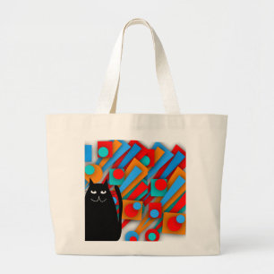 Bolsa Tote Grande Presentes da arte do gato preto