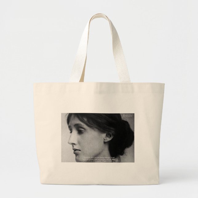 Bolsa Tote Grande Presentes de Citação de Amor de Virginia Woolf "Am (Frente)