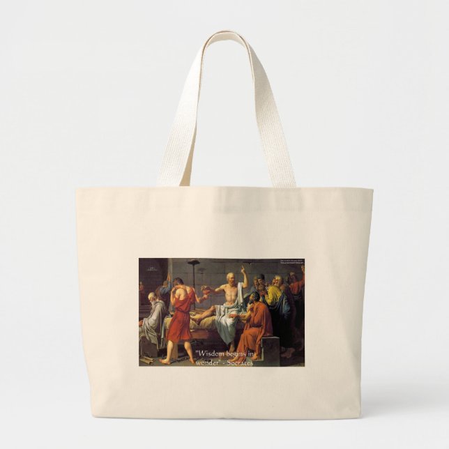 Bolsa Tote Grande Presentes de Citação de Sócrates "Sabedoria/Surpre (Frente)