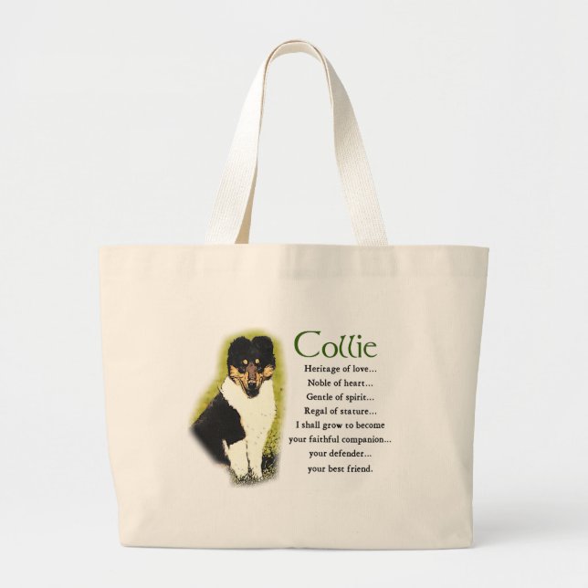 Bolsa Tote Grande Presentes de Collie em Massa Tripla (Frente)