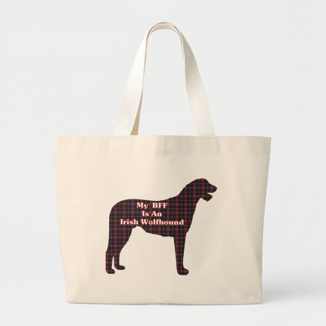 Bolsa Tote Grande Presentes do Wolfhound irlandês BFF (Frente)