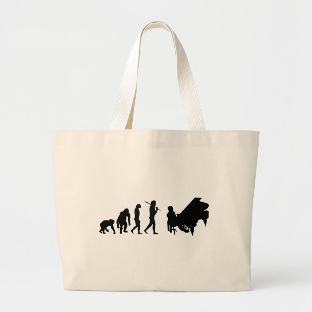 Bolsa Tote Grande Presentes dos amantes do piano para pianistas - (Frente)