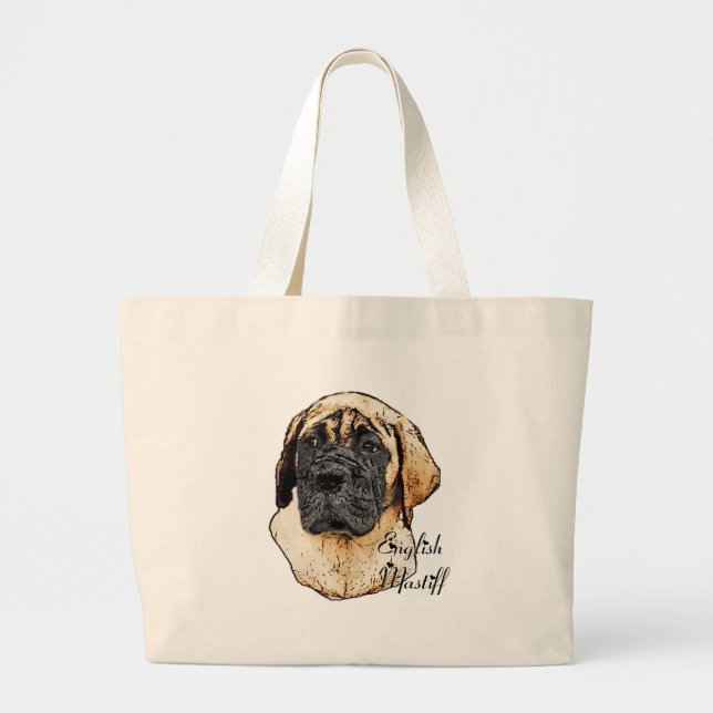 Bolsa Tote Grande Presentes ingleses da arte do Mastiff (Frente)
