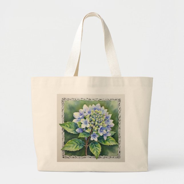 Bolsa Tote Grande Pretty Blue Bloom (Frente)