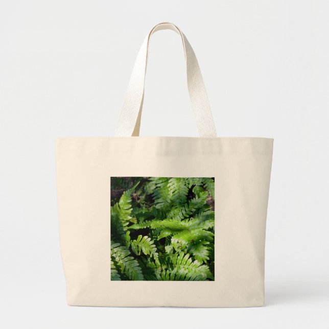 Bolsa Tote Grande Primavera Green Ferns boho botânico (Frente)