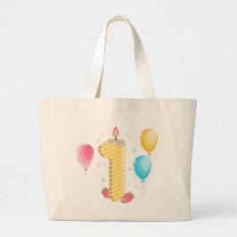 Bolsa Tote Grande Primeira Ilustração Número Um Aniversário