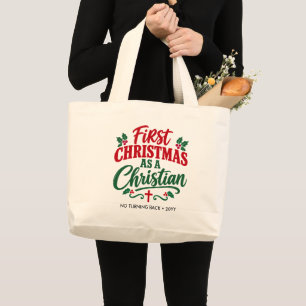Bolsa Tote Grande PRIMEIRO NATAL Novo Crente Cristão