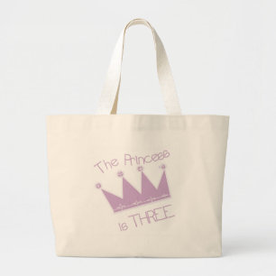 Bolsa Tote Grande Princesa aniversário de 3 anos Camisetas e present