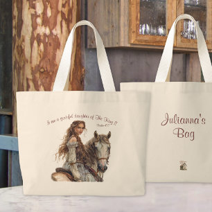 Bolsa Tote Grande Princesa Cristã a Cavalo Personalizar Costas