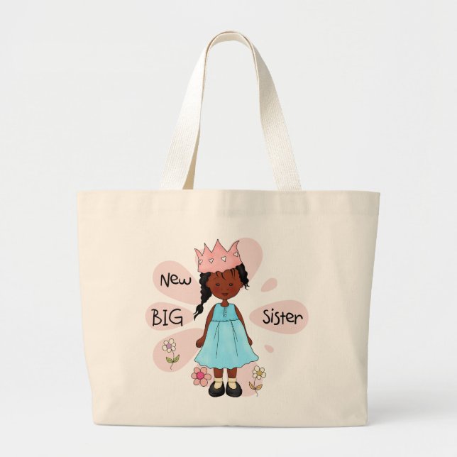 Bolsa Tote Grande Princesa Irmã Africana Americana (Frente)