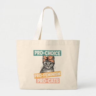 Bolsa Tote Grande Pró-Escolha, Pro-Feminismo, Pro-Cat   Tambor