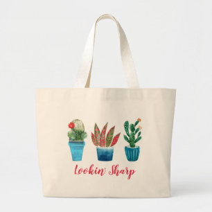 Bolsa Tote Grande Procurando Plantas De Cactus Fashionáveis E Nítida