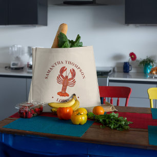 Bolsa Tote Grande Produtos do mar de lagosta vermelha personalizados
