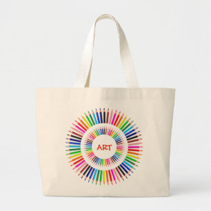 Bolsa Tote Grande Professor de Arte, Lápis Coloridos