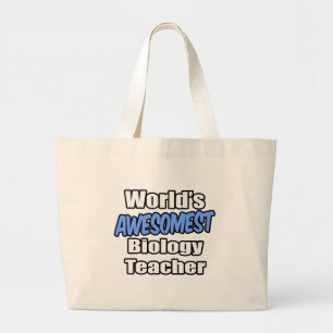 Bolsa Tote Grande Professor de Biologia Mais Awesomest do Mundo