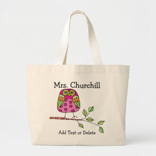 Bolsa Tote Grande Professor de Coruja Brilhante - SRF